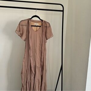 Mauve Maxi Dress with sheer cap sleeves